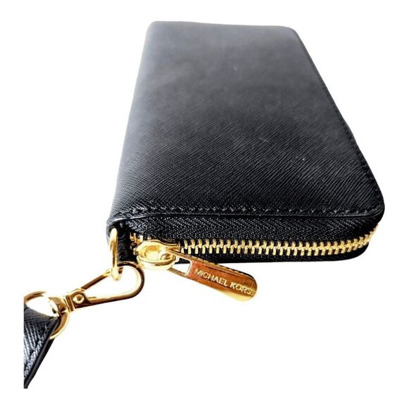 MICHAEL KORS Jet Set Black Saffiano Leather Wallet Wristlet - Picture 4 of 8